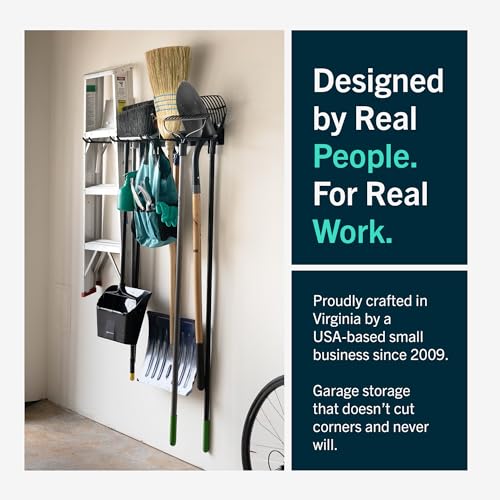 StoreYourBoard 36" Garage Tool Organizer Wall Mount | Garden Tool Organizer System | Heavy Duty Garden Tool Storage Rack for Yard Tools Rakes Shovels 250lbs Garage Organization | 4 PVC Coated Hooks