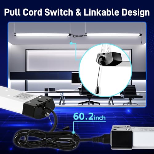 hykolity 4FT 120W LED Shop Light Linkable, 13000lm(400w Equivalent), 5000K Utility Shop Lights for Garages, Workshops, Basements, Hanging or FlushMount, with Power Cord and Pull Chain, ETL, 2 Pack