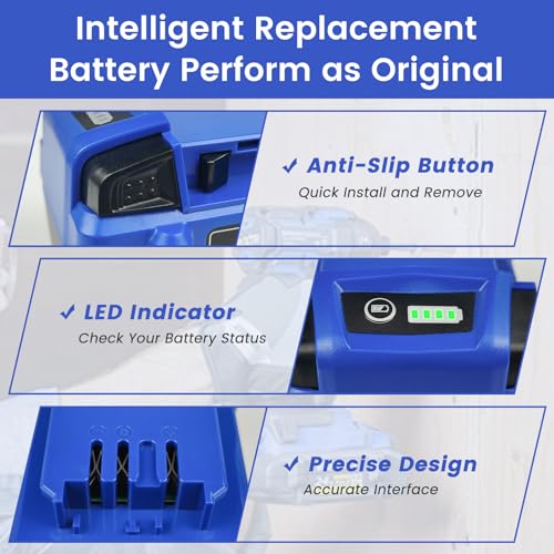 eJiasu Battery Replacement for Kobalt 24V: 6.5Ah Lithium ion for 24-Volt Max Battery KB624-03 KB524-03 KB424-03 KB224-03 KB124-03 Compatible with All Kobalt 24 V Cordless Power Tool 2 Packs