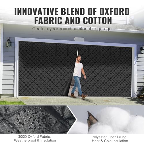VEVOR Garage Door Screen for Winter, 18x7FT Garage Door Insulation Kit, Magnetic Thermal Insulated Garage Door Cover Curtains with Enhanced Weighted Bottom, Waterproof Windproof Soundproof