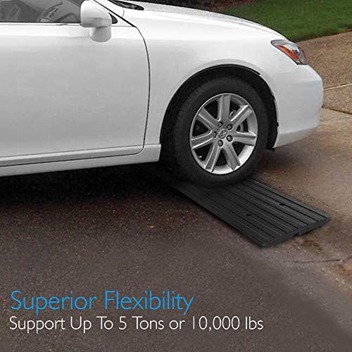 Pyle Car Driveway Curbside Bridge Ramp - Heavy Duty Rubber Threshold Curb Ramp, Used for Loading Dock, Garage, Sidewalk, Truck, Scooter, Bike, Motorcycle, Wheelchair Mobility, Other Vehicle - Pyle