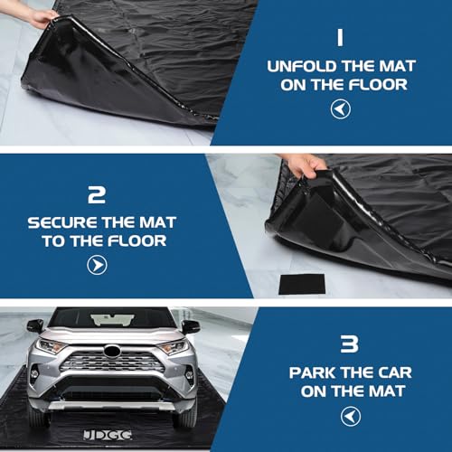 JDGG Waterproof Garage Floor Mat for Under Car, 7'9"x18' Heavy Duty Containment Mat with Free Floor Squeegee, Protects Garage Floor from Snow, Slush, Water, Mud and Oil