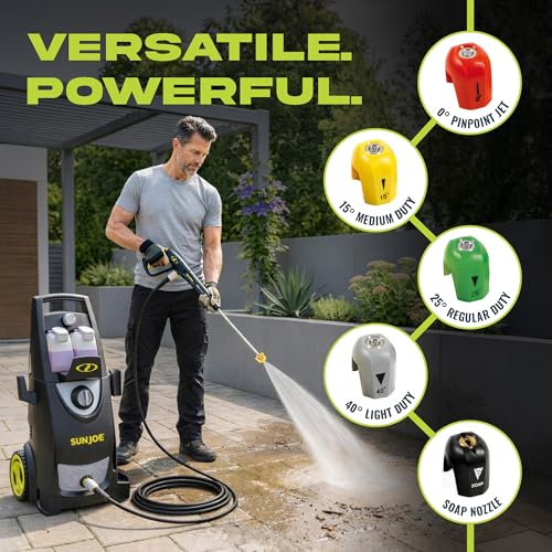 Sun Joe Pressure Washer, Electric Power Washer, Heavy-Duty 2500 Max PSI (2030 PSI PWMA Rated)-Portable Cleaning & Washing Machine System with Patios & Sidewalks, SPX3000