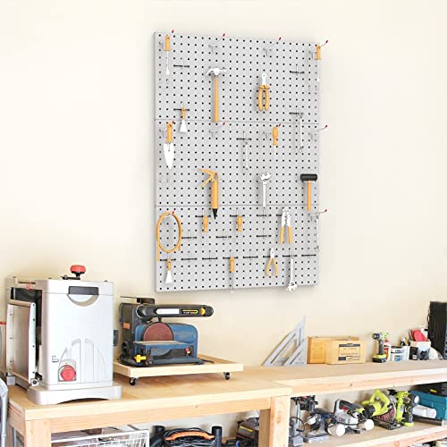 TORACK 3 PCS Metal Pegboard Panels(12x24 inch) for Wall Garage Utility Tools Storage Pegboard for Workbench, Modular Peg Board Tool Organizer Boards(Pack of 3, Grey)