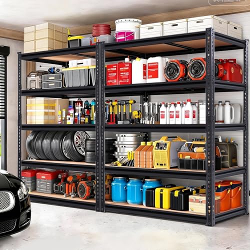 ZEUKMXOO 72" H Storage Shelves,Storage Shelves Heavy Duty,2400LBS Metal Shelving Units,Adjustable Garage Shelving Heavy Duty for Garage Storage,Warehouse,16"x35.5"x72",2 Pack