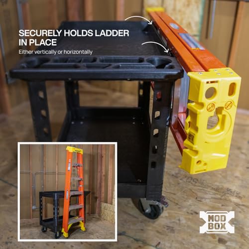 KLEIN TOOLS 54805MB MODBox Utility Cart Ladder Holder, Storage Hooks, Holds Ladder Vertically or Horizontally on MODBox Utility Carts