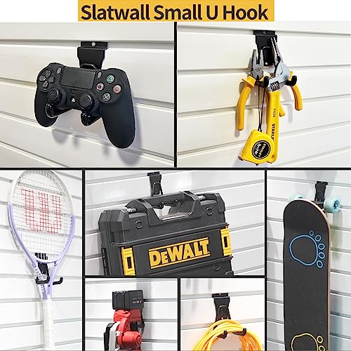 ATOOLA Slatwall Hooks 14 Pack, Heavy Duty Garage Wall Organizer, Multi-Size Hanging Hooks Compatible with Proslat, StoreWALL and HandiWall
