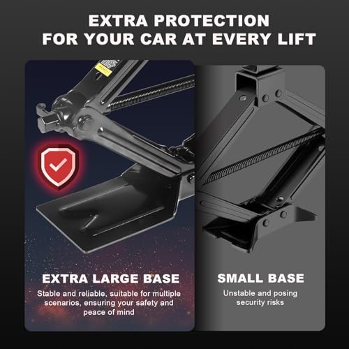 Big RED Car Jack 3Ton/6610 lbs Universal Scissor Jack with Rubber Pad, Portable Tire Changing Kit with Lug Wrench, Emergency Kit for Sedan SUV MPV
