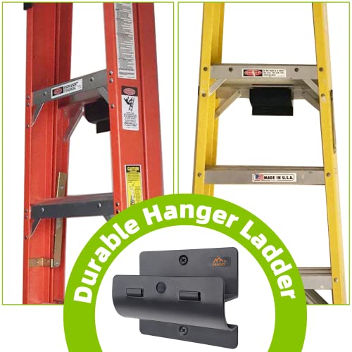 Foozet Ladder Hanger for Garage Wall, Heavy Duty Ladder Storage for Folding Chair, Wall Mount Wheelbarrow, Patio Furniture, High Support Save Space in Garden, Shed Or Workshop and More, 1 Pack