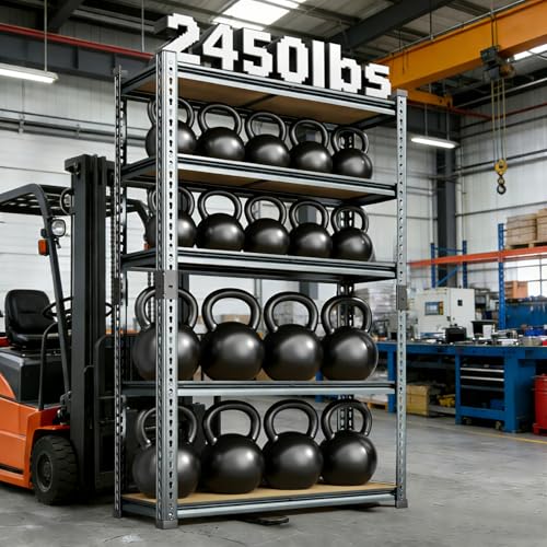 Lionhon Garage Shelving Heavy Duty, 2450LBS Metal Storage Shelves 5 Tier, Adjustable Shelving Unit 36" W x 16" D x 72" H, Boltless Garage Storage Rack for Garage Basement, Pantry, Warehouse 1Pcs