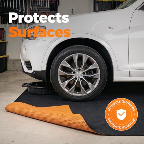 Heavy Duty Oil Spill Mat, Garage Floor Mat for Under Car, 64" X 32", Waterproof, 1/4" Rubber Backing Protects Floor, Reusable, Absorbs All Types of Spills, Oil Absorbent Pads (Black, 64" x 32")