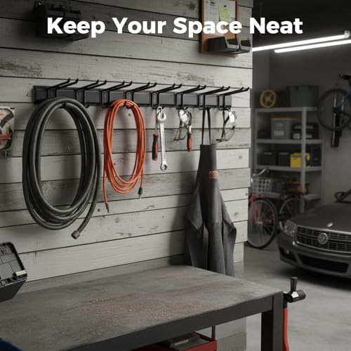 Tuwelvana Garage Tool Organizer 48in - Heavy Duty Wall Mount Tool Storage Rack Load 350lb Garage Organization for Mop Rake Broom Shovel Folding Chair