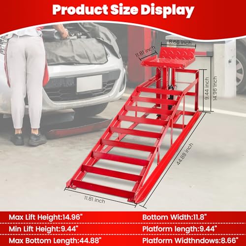 2PCS 5T 11060lbs Hydraulic Car Ramps, Heavy Duty Hydraulic Vehicle Ramps Lift Ramp, Portable Car Ramps for Oil Changes, Car Lifts for Home Garage, Vehicle Auto Garage Repair