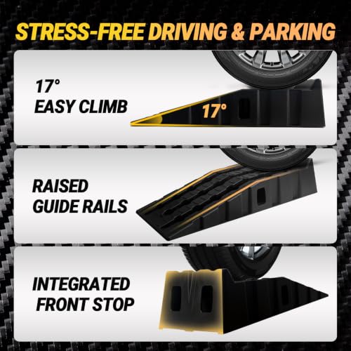 TARNANVEL 2 Pack Car Ramps for Oil Changes and Lfit, 16000 Lbs Capacity Heavy-Duty Car Lifts for Home Garage or Shop Portable 6.8 Inch Lift Car Ramps with Anti Slip Grooves
