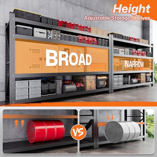 70H"Garage Shelving Units,5000LBS Storage Shelves,Garage Shelving Heavy Duty Metal Adjustable Shelves,Metal Shelving Rack,4Tier Large Tall Industrial Shelving for Warehouse,Pantry 60" W*24" D*70" H