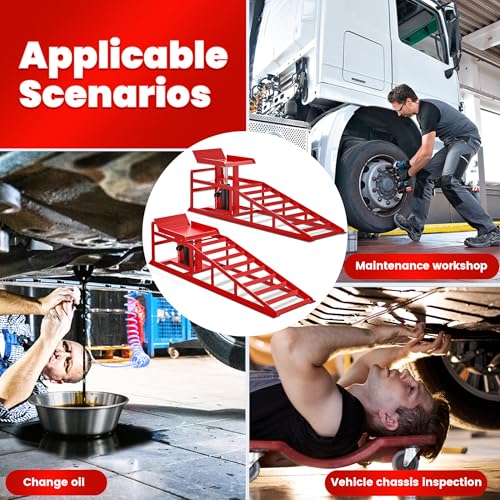 2PCS 5T 11060lbs Hydraulic Car Ramps, Heavy Duty Hydraulic Vehicle Ramps Lift Ramp, Portable Car Ramps for Oil Changes, Car Lifts for Home Garage, Vehicle Auto Garage Repair
