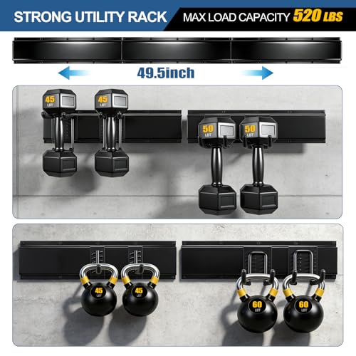 14Pack Garage Tool Organizer Wall Mount, 49.5'' Garage Wall Organizer with 11 Adjustable Hooks, 520lbs Heavy Duty Garage Storage & Organization, Garage Hanging Rack for Garden Yard Tool Shed, Men Gift