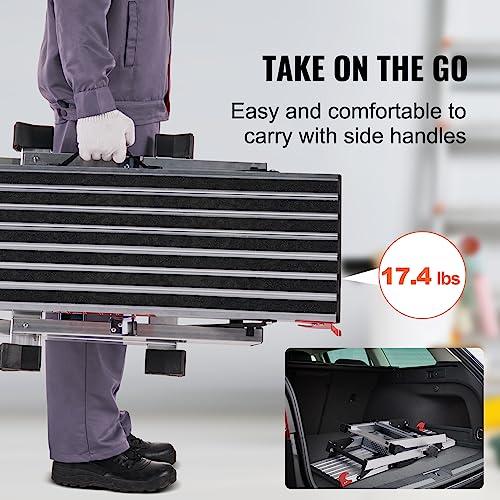 VEVOR Folding Work Platform, 40"×12"×20" Aluminum Drywall Stool Ladder, 660 lbs Load Capacity Heavy Duty Work Bench w/Non-Slip Feet, Ideal for Washing Vehicles, Cleaning, Painting, Decorating