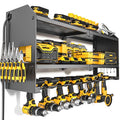 YYR Power Tool Organizer with Charging Station Wall Mount, Cordless Drill and Battery Holder for Garage Organization, Electric Tools Storage Rack Build in Surge Protection Power Strip - Black Shelf
