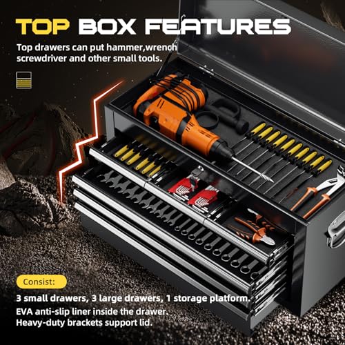 Omelaza 8-Drawer Rolling Tool Chest with Lock, Detachable Tool Cabinet Cart with Wheels, High-Capacity Mechanic Tool Organizer for Garage Workshop Warehouse Storage