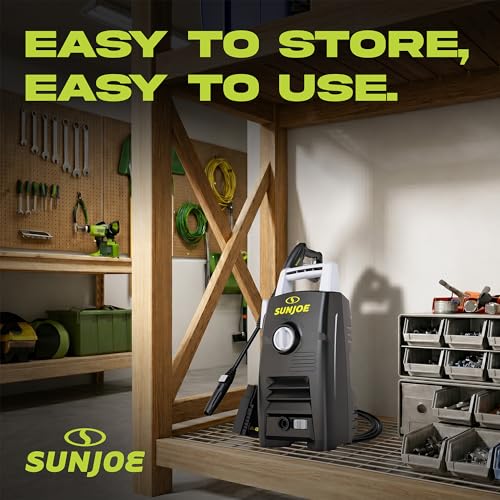 Sun Joe Electric Pressure Washer with Powerful Motor for Cars/Fences/Patios/All Uses, Safety First GFCI Power Cord, Adjustable Spray Wand & Total Stop System, 20-Foot Hose, Black, SPX205E-XT