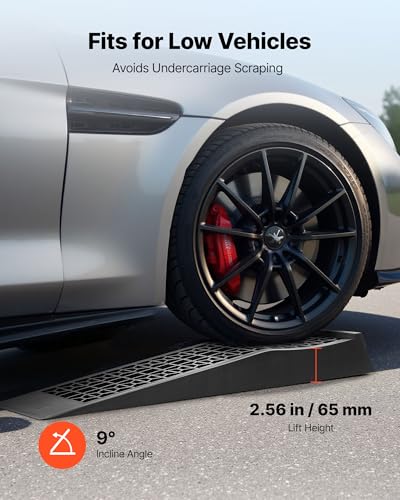 VEVOR Car Ramps, 4 PCS 20000 lbs GVW Capacity, 2.56 in Lift Height, Portable Low Profile Car Service Ramps for Home Garage Maintenance & Oil Changes, Heavy Duty for Low Chassis Vehicle & Support Jack