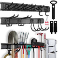 SEDY 64" Heavy Duty Garage Storage Tool Organizer Wall Mount - Tool Rack with Adjustable Hooks, Anti-Rust, 300lbs Capacity - Easy Installation (4 Racks, 10 Hooks, 3 Straps)