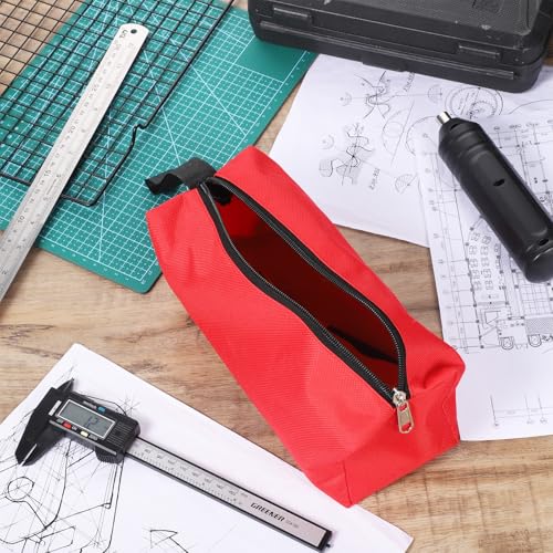 Red Zipper Bag Pouch Small Tool Bag Pouch Small Red Canvas Bags Tool Pouches with Zipper Fabric Utility Tools Pouches for Screws Screwdrivers, Pliers, Storage Organizer