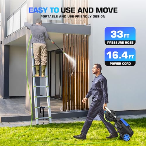 Pressure Washer 4800PSI, 4.0GPM Portable Power Washer with Foam Cannon,4 Nozzles,33FT Hose and Soap Bottle,Car Wash Machine/Car/Driveway/Patio Clean,Blue