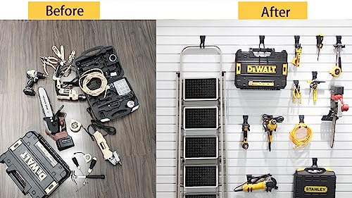 ATOOLA Slatwall Hooks 14 Pack, Heavy Duty Garage Wall Organizer, Multi-Size Hanging Hooks Compatible with Proslat, StoreWALL and HandiWall
