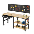 SPECRAFT 72" 2-Tier Heavy Duty Work Bench with Drawer & Pegboard, Workbench with Storage, Adjustable Height – 5200 LBS Capacity, Power Outlets, for Garage, Workshop & Home Use
