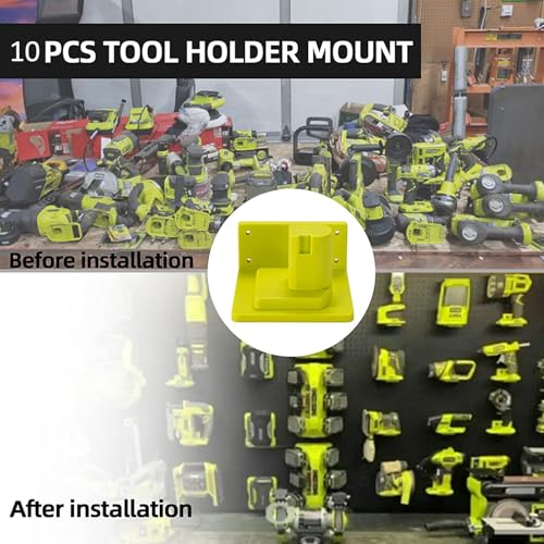 MLYNZXJSY 10 Pack Tool Holder Compatible with Ryobi 18V Power Tool Wall Mount Portable Holder Mount Hanger Storage Organizer with Screws Easy Installation for Workshop Garage