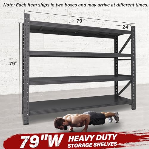 6000LBS Heavy Duty Garage Shelving Units,79" Wide & Deep Storage Shelves,Black Metal Garage Shelves,Large Storage Rack,Steel Shelf,Industrial Shelving for Shop,Warehouse,Basement,79" W x 24" D x 79" H