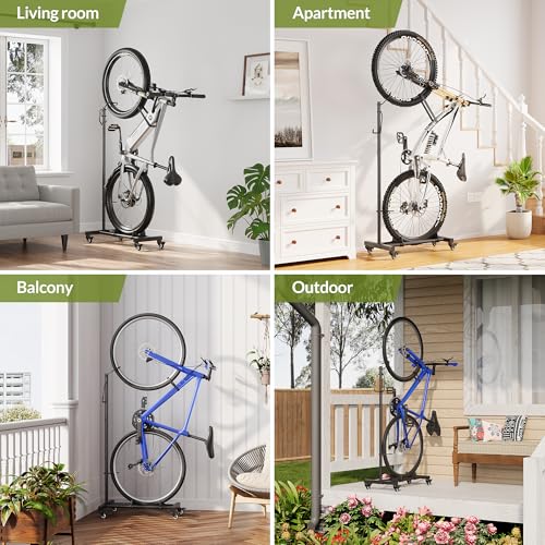Sttoraboks Vertical Bike Parking Stand - Adjustable Height for 29"Wheels, Space-Saving & Freestanding Bike Rack for MTB/Road Bikes,No-Drill Installation Indoor Bike Storage for Apartments & Garages