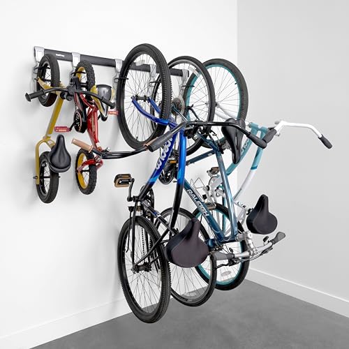 SafeRacks Bike Storage Rack Wall Mount Garage Bike Hanger for 5 Bicycles Adjustable Hooks Organize Bicycles in the Garage(5-bike hooks, holds 500lbs)
