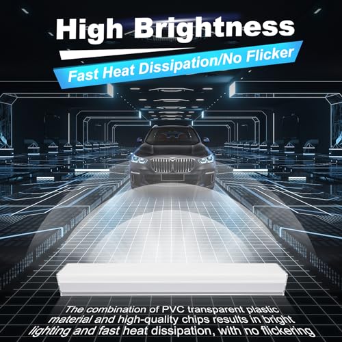FERUERW Hexagon Garage Lights with Rectangle Frame, High Brightness 672W 86400LM 6500K, 14 Hex Grid for Garage, Shop, Basement, Car Detailing Shop etc. with Mounting Clip