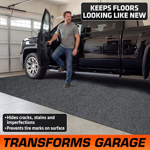 Armor All Jumbo XXL Garage Floor Mat (22' x 8'10"), Waterproof Garage Flooring, Absorbent, Premium Oil Spill Resistant Garage Pad, Durable, Protects Surfaces (Includes Double Sided Tape) (USA Made)