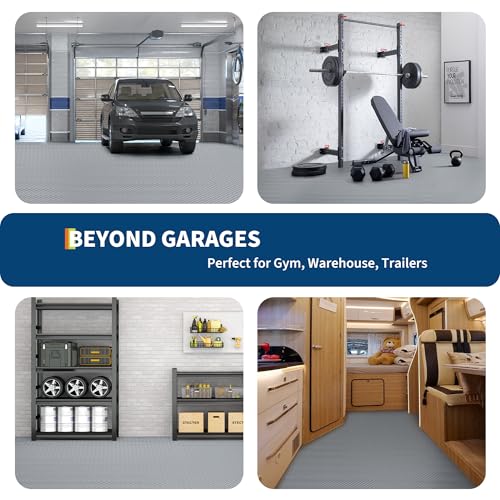 ExploreHorizon 7.5x20 FT Garage Floor Mat for Cars, 2.8mm Thickened PVC Non-Slip Garage Mat Roll, Diamond Plate Floor Protection for Indoor Use, Under SUV Truck Van Parking, Garage Floor Covering