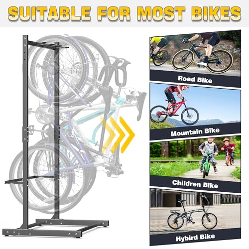 Ultrawall Freestanding Bike Rack, Vertical Bike Storage Stand for Garage, Indoor Bicycle Organizer, Holds Up to 4 Bikes