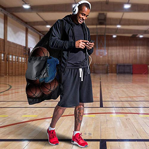 BROTOU Ball Storage Net Bags, Sports Equipment Organizer for Garage/Outdoor/Pool/Gym/Beach,Drawstring Mesh Bag for Basketball/Football/Soccer/Volleyball/Baseball/Tennis/Swimming Gear/Toys