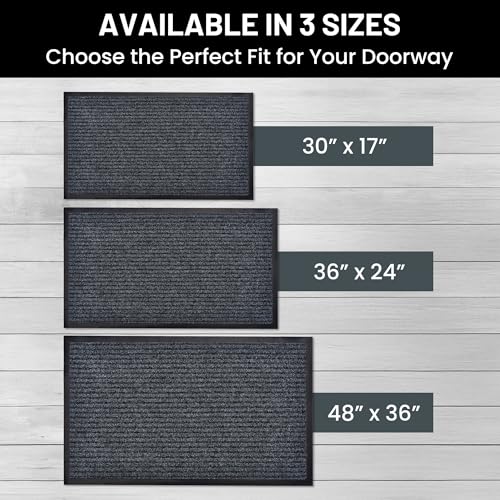 Sierra Concepts Front Door Mat Welcome Floor Mats - Entryway Indoor Outdoor Entrance Doormat, Patio, Porch, Muddy Shoe, Inside Outside Low Profile, 30x17 inches, 2-Pack Gray