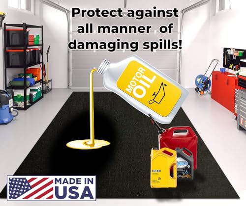 Club Clean 5x8 ft Premium Garage Floor Mat – Heavy-Duty Oil Spill Absorbent, Waterproof Anti-Slip Cut-to-Fit Thickened Floor Mat for Golf Carts, Mowers, Motorcycles, ATVs & UTVs