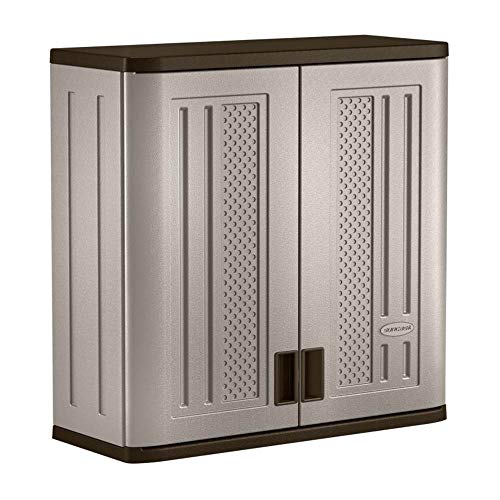 Suncast 2 Pack 4 Cubic Feet Resin Single Shelf Garage Wall Storage Cabinet, Platinum