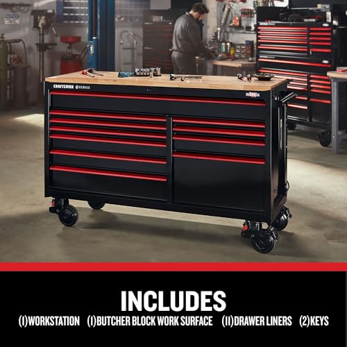 CRAFTSMAN V-Series 63 in. Garage Storage Mobile Workstation with 11 Drawers (CMSTVS6311BK)