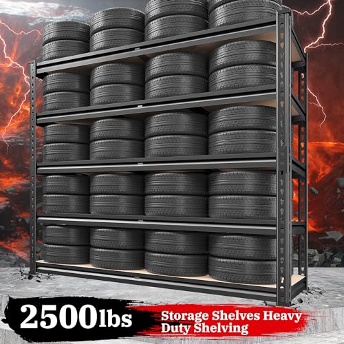 REIBII 5 Tier Garage Shelving,72''H Heavy Duty Storage Shelves,Adjustable Metal Shelving Shelves,Pantry Shelf for Small Offices, Libraries, Or Retail Spaces Basement72 H x 40" W x 20" D,2500LBS