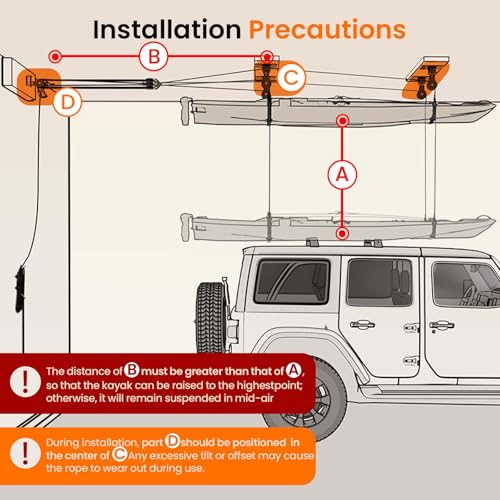 Pacikwest Kayak Hoist for Garage Ceiling, 180 lb Kayak Pulley System for Garage, Heavy Duty Kayak Storage Hoist for 8-16Ft Ceiling,Canoes Lift Storage System