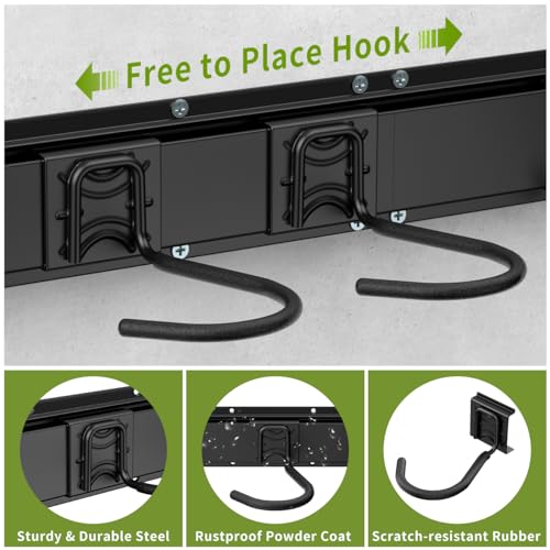 Housolution Bike Storage Rack 48Inch for 6 Bikes + 5 Helmets, 500lbs Capacity, Heavy Duty Steel Bicycle Wall Mount Hanger for Garage Storage, Bike Hooks, Bicycle Storage, Bike Wall Mount, Black