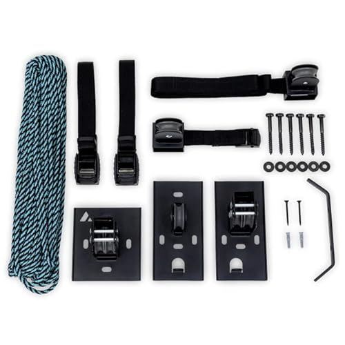 Teal Triangle Ceiling Storage Hoist for Cargo Box - Heavy Duty Garage Storage Lift - Garage Pulley Lift System Holds 150 lbs and Fits 8-10 ft Tall Garage Ceilings