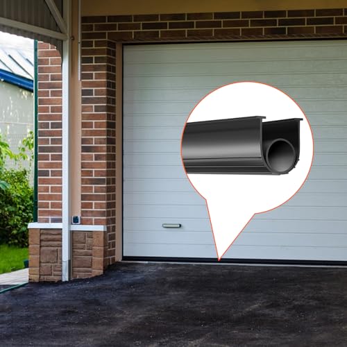 VEVOR Garage Door Seals Bottom Rubber, U Shape +O Ring Garage Door Weather Stripping, Universal Weatherproof Threshold Buffering Sealing Rubber, 5/16 inch T-Ends and 3 3/4 inch Width (20 Ft, Black)