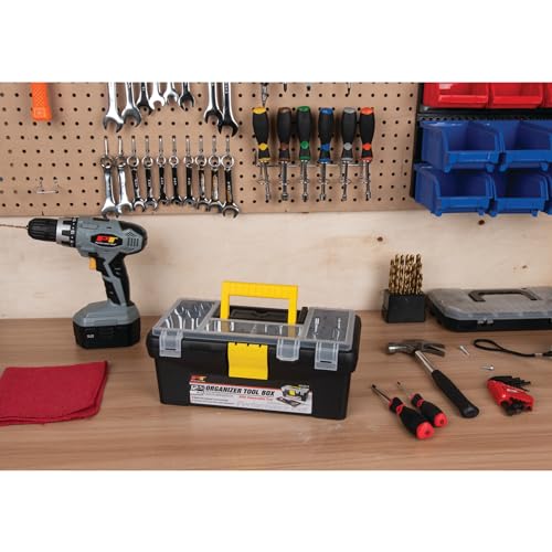 Performance Tool W54012 Heavy Duty Plastic Organizer Tool Box for Workshops and Garages, Black, 12.5-Inch
